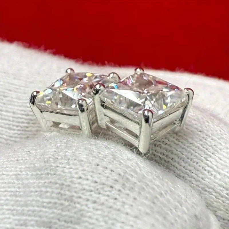 0.5/1 Carat Princess Moissanite S925 Silver Stud Earrings